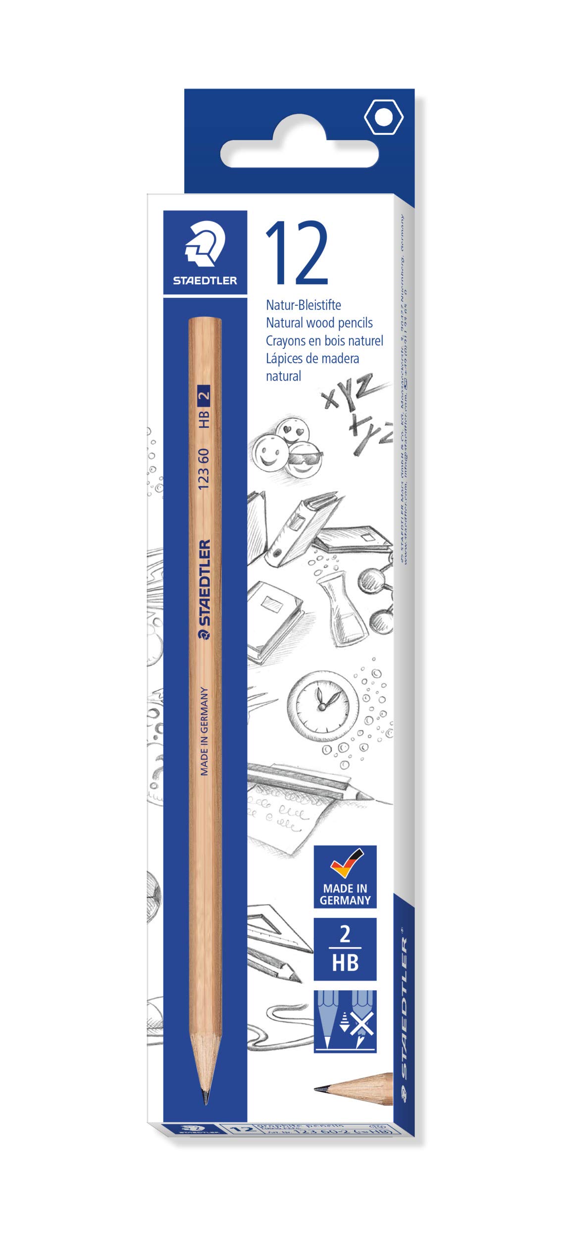 STAEDTLER Minerva 130 60-2 Hexagonal Pencil HB Hardness Pack of 12 in Cardboard Case