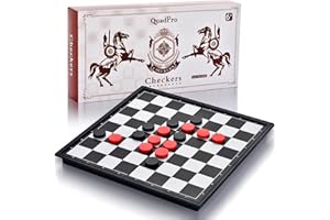 QuadPro Magnetic Travel Checkers Board Game Set with Folding Board Family Educational Toys for Kids and Adults