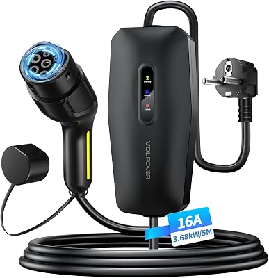 Chargeur Voiture Electrique 3,68kW 16A Type 2 Schuko, EV Chargeur 5m