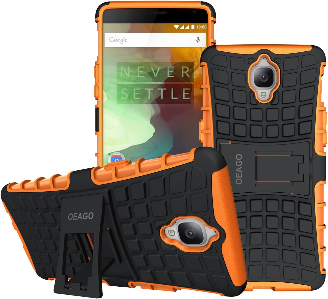 OnePlus 3T Case, OnePlus 3 Case OEAGO [Shockproof] Tough Rugged Dual Layer Protective Case with Kickstand for OnePlus 3T / OnePlus 3 - Orange