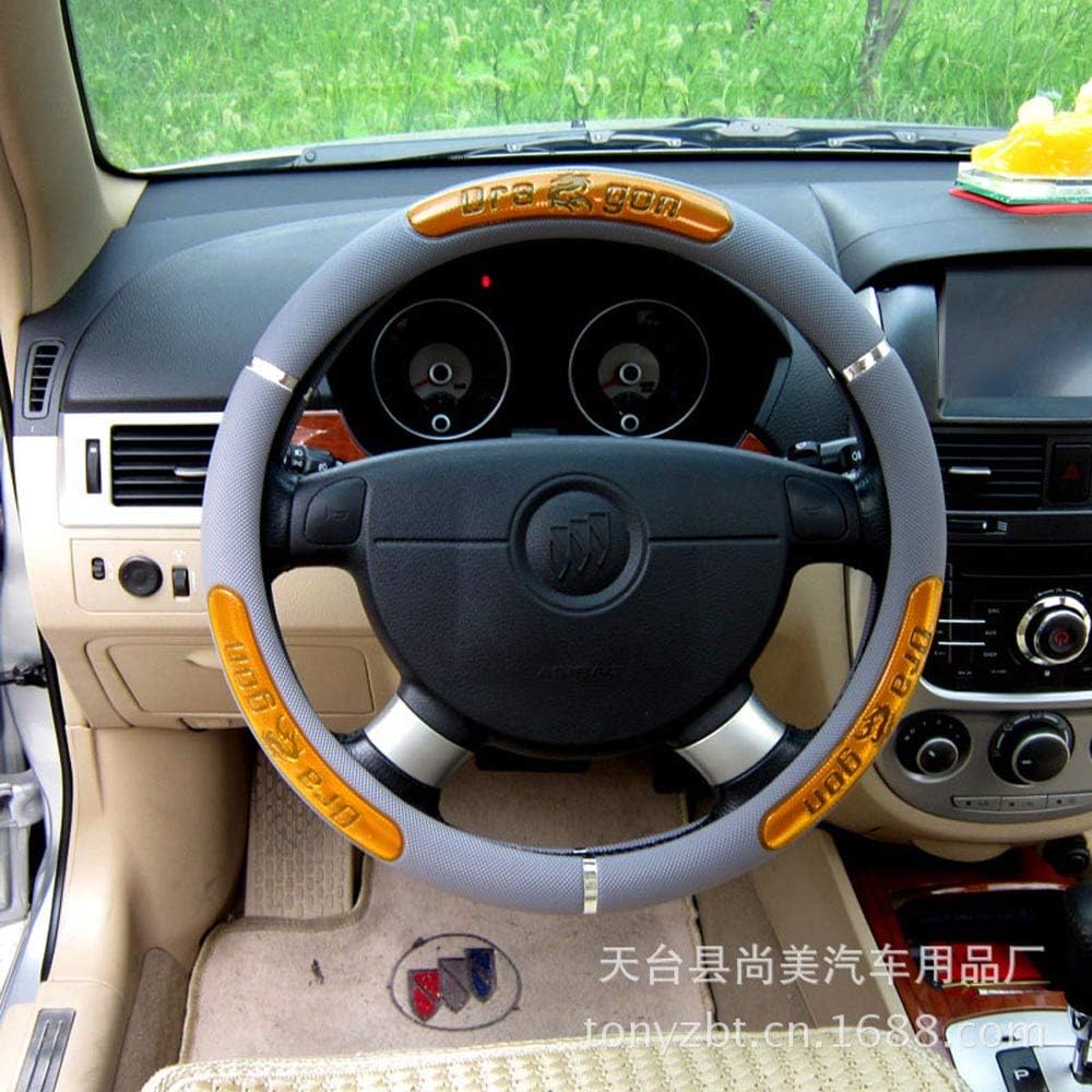 Istn Unisex's 2018 New Universal Faux Leather Adapted To Steering Wheel Diameter 38cm Car Steering Wheel Cover Case 38cm Yellow - Image 3
