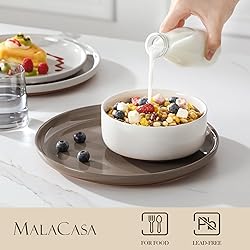 MALACASA Plates and Bowls Sets, 12 Pieces Modern