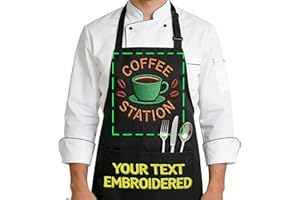 Personalized Apron Embroidered Logo or Name Picture Customized Apron For Women Men with pockets