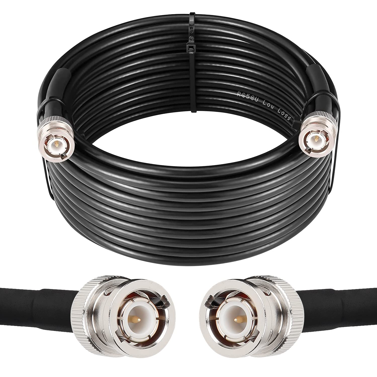 MOOKEERF BNC Male to BNC Male Coax Cable 25ft, 50 Ohm RG58 Coaxial Cable with BNC Connectors