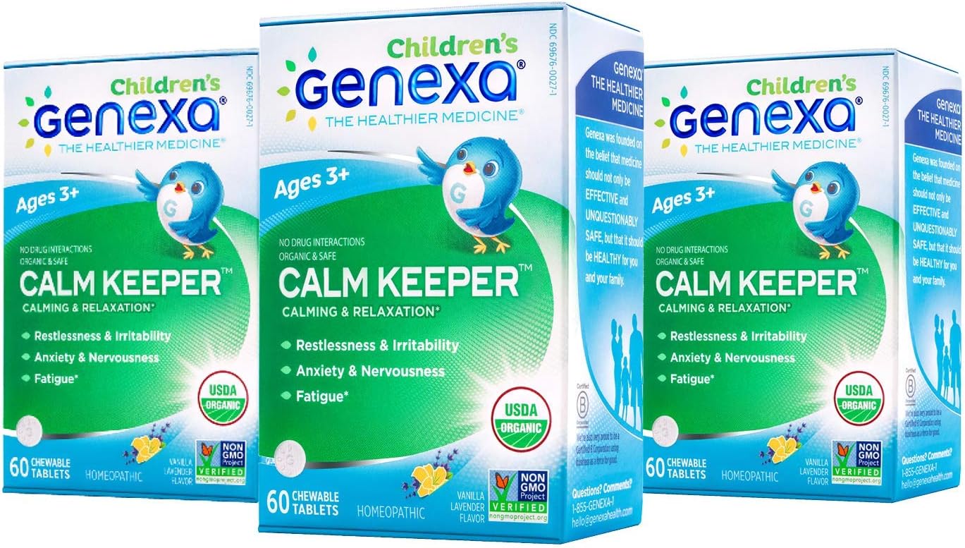 Genexa Calm Keeper for Children – 180 Tablets (3 Pack) | Certified Organic & Non-GMO, Physician Formulated, Homeopathic | Calming & Relaxation Aid for Children: Health & Personal Care