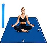 Stepwaver Extra Large Yoga Mat 6'x4'(1/3" & 1/4" Thick), Non-Slip, Ultra Durable, Wide Workout Mat, Wide Exercise Mats for Home Workouts, Yoga, Pilates, Stretching (Barefoot Exercise)