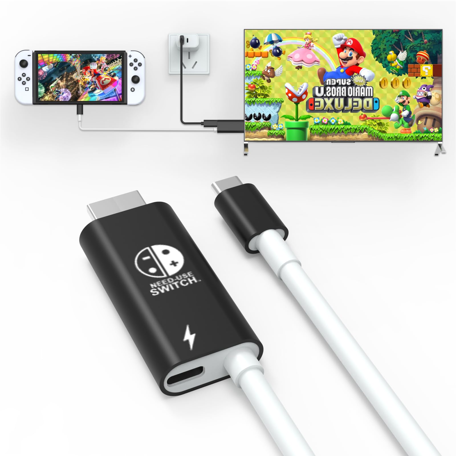 yoxxzus Switch Portable Dock，USB-C to HDMI TV Adapter for Switch/Switch OLED(Black)