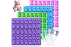 LUSHYUM Large Gummy Bear Molds 5 ML, BPA-Free Silicone Chocolate Candy Gummy Molds with 4 Droppers and Cleaning Brush 140 Cav