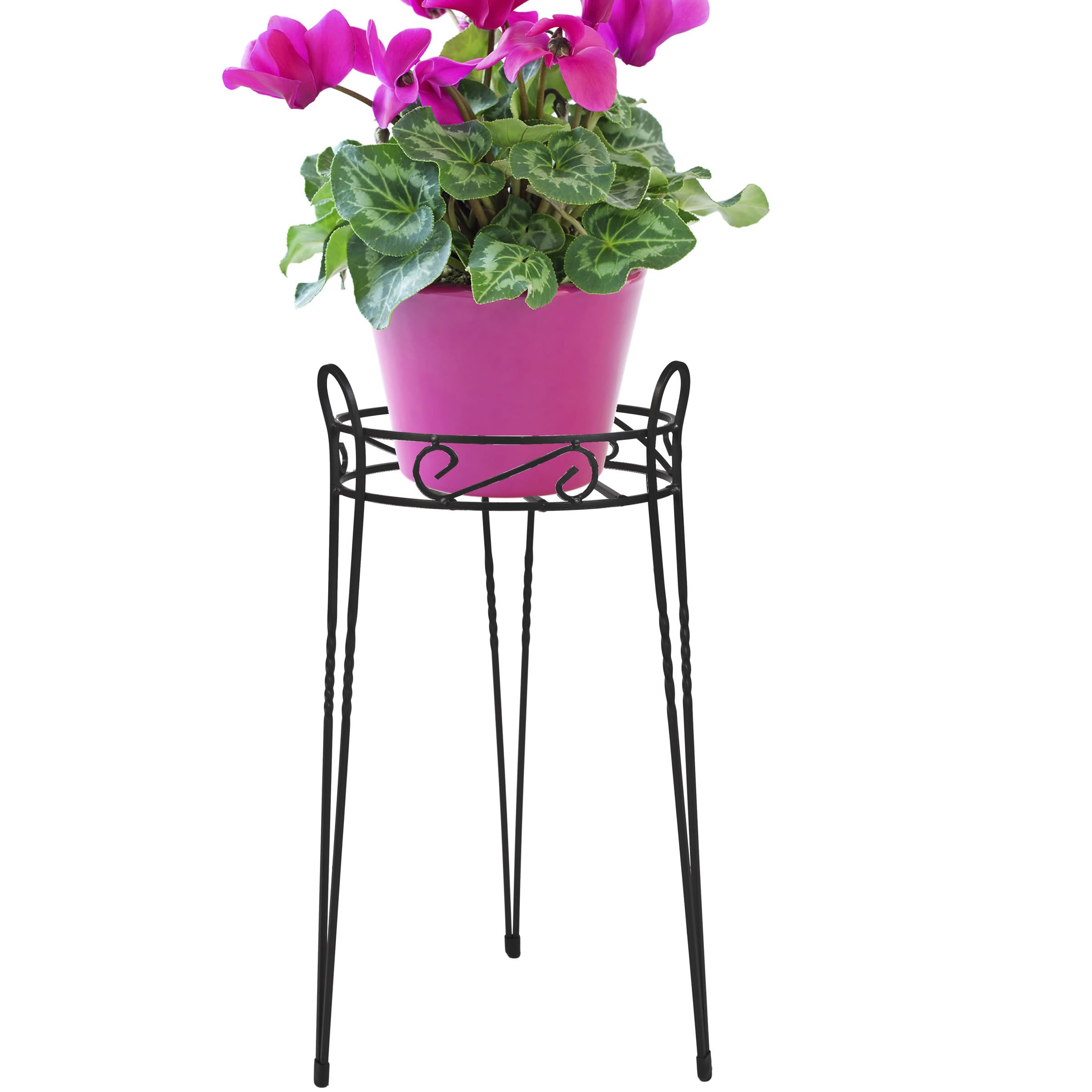 CobraCo Canterbury 21-Inch Black Scroll Top Plant Stand SCBPS1021-B
