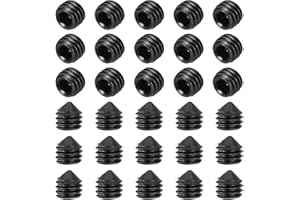 MECCANIXITY 60 Pcs M6x6mm Cone Point Set Screws, Carbon Steel Hex Socket Grub Screws for Bathroom Fixtures Repair Furniture D