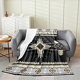 Feelyou Boho Plush Throw Blanket, Throw 50"x60" Southwest Native American Design Flannel Fleece Blanket Southwestern Geometric All Season,Bed Blanket Western Decor Straw Yellow