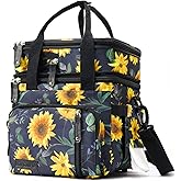 MOV COMPRA Lunch Bag for Women Men Double Deck Lunch Box,Expandable Large Lunch Bags,Leakproof Lunch Box Cooler Bag (Sunflower)