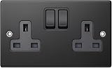 SHPELEC 13A 2 Gang Switched Socket Surface Back Box Matt Black view 3
