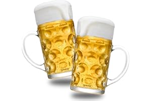 Yesland 2 Pack Beer Mug for Freezer, 1.2 L /40 oz Glass Beer Stein Mugs with Handle Large Heavy-Duty Beer Cups Drinking Glass