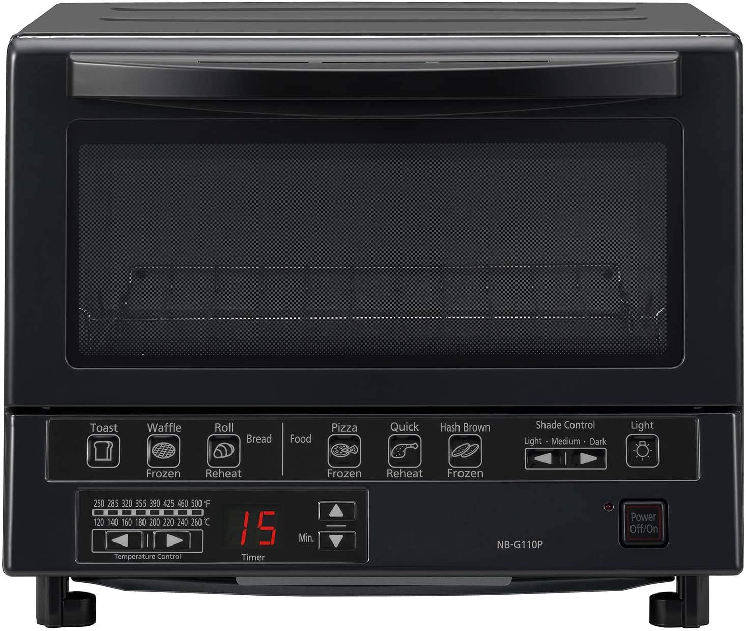 Compact Toaster Oven with Double Infrared Heating, Crumb Tray and 1300 Watts of Cooking Power – 4 Slice Countertop Toaster Oven - NB-G110P-K (Black)
