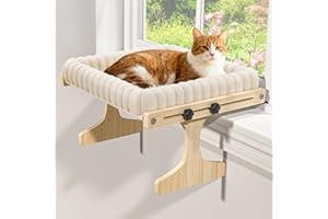 XiaZ Cat Window Perch for Large Cats, Adjustable Cat Hammock Bed Seat with Soft Cushion Bed Cover Hold Up to 50LBS, Perfect f
