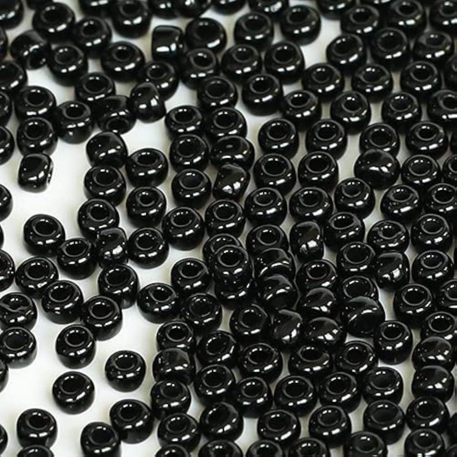 Tibaoffy Size 6/0 Crafts Glass Seed Beads 4mm Black Beads for Jewelry Making (Total About 100g About 1200pcs)