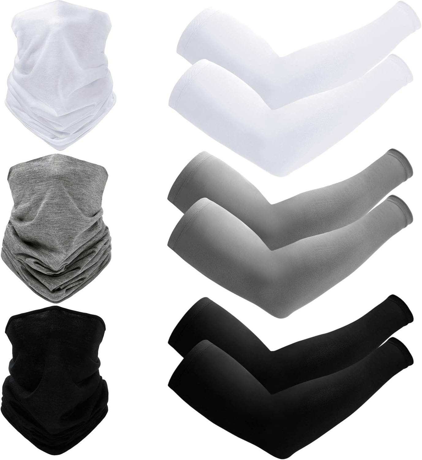 3 Set Faces Arm Cover Sleeves Bandana Sun Protection Neck Gaiter Balaclava Dust Protection Breathable: Clothing