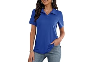 MK Shop Limited Polo Shirts for Women Business Casual Work Lapel Collared Tops V Neck Summer Golf Polos Tunic Blouse