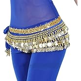 MUNAFIE Belly Dance Hip Scarf Belly Dancing Multi-Row Coin Noisy Belt Skirt