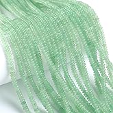 150PCS 2x4mm Natural Green Aventurine Stone Rondelle Beads Abacus Disk Stone Beads Round Loose Spacer Gemstone for DIY Bracelet Necklace Jewelry Making