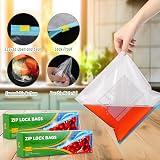 Hemiks 50 Pcs Zip Lock Bags, BPA Free Food Storage Freezer Bags 2.27L view 4