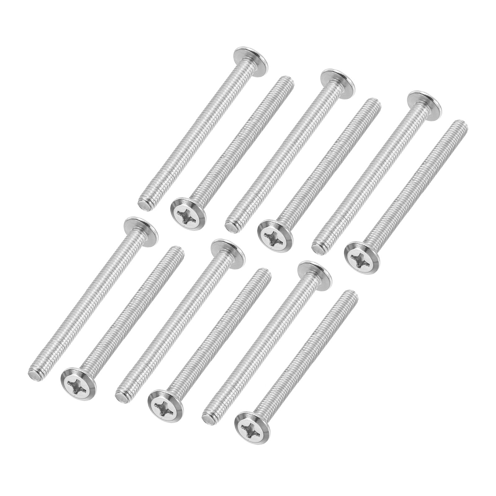 PATIKIL Flat Round Head Phillips Screws, 8 Pack M6-1 x 70mm Binding Screws 304 Stainless Steel 18-8 Full Thread, Phillips Drive Machine Screw Furniture Screw Connector Bolts