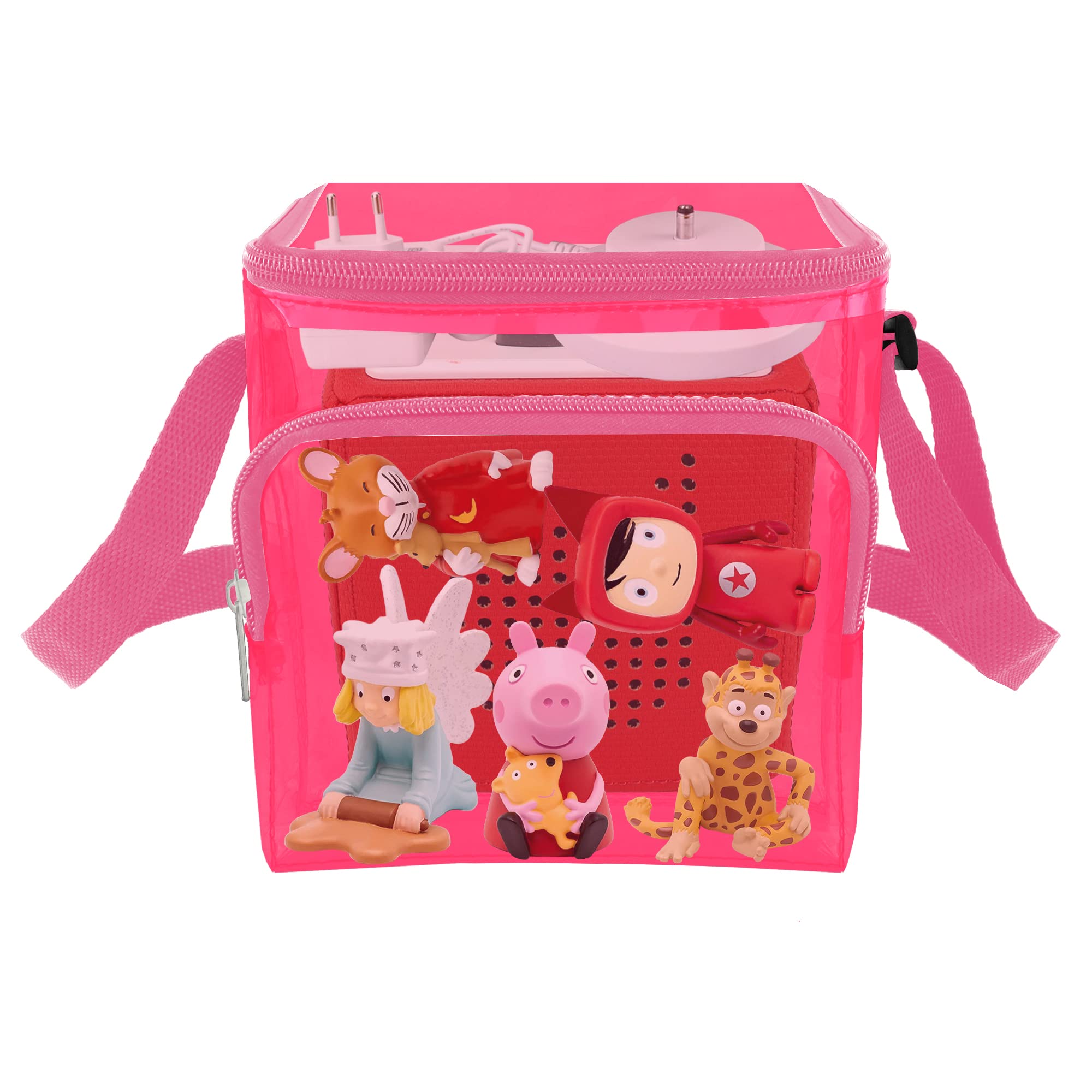 Clear Storage Display Bag for Toniebox and Characters, compatible with Yoto Player and Cards (Pink)