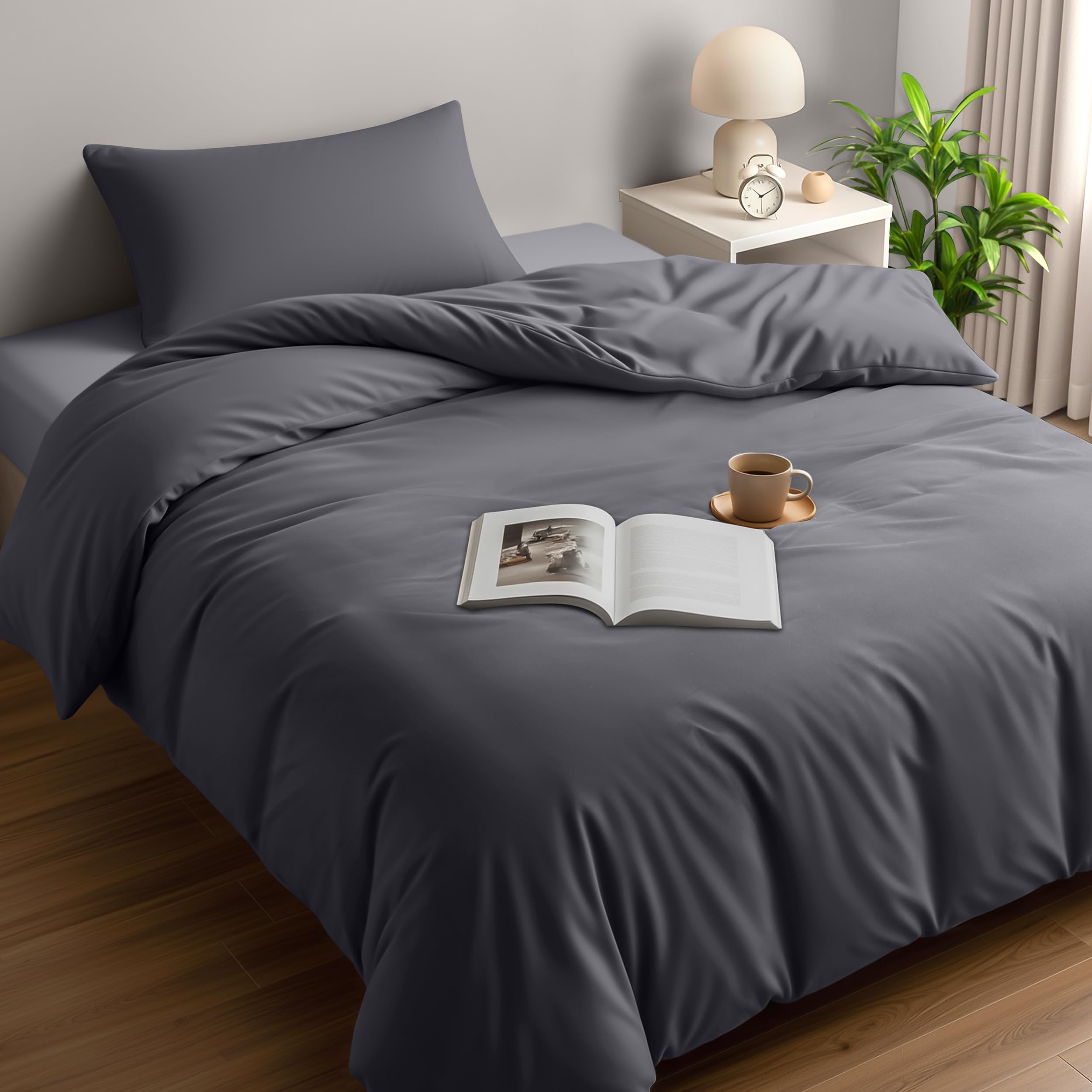 Utopia Bedding Single Duvet Cover Sets - Soft Microfibre Polyester Duvet Cover with Pillow case - Bedding Quilt Cover Set (Grey) — image 1