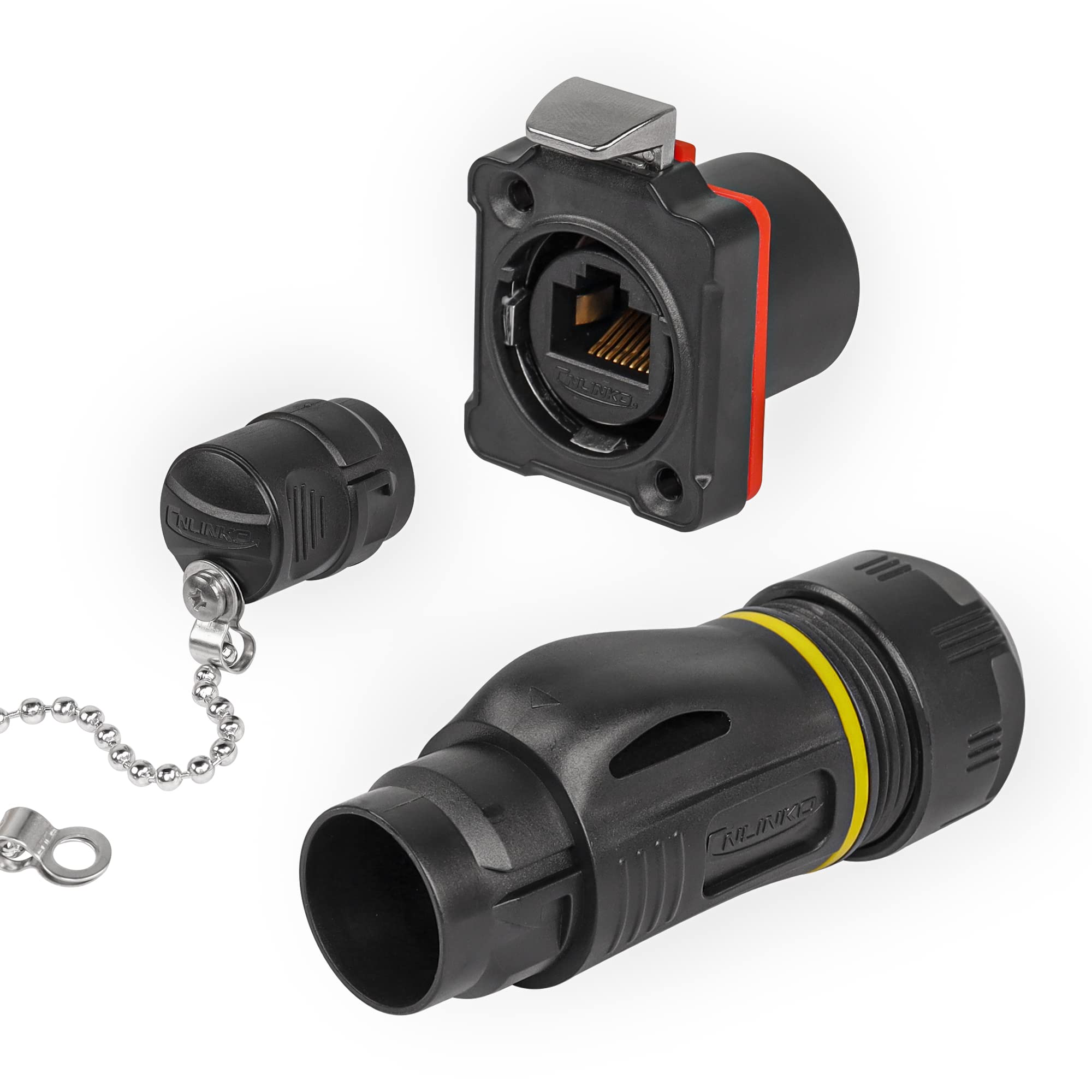 CERRXIAN RJ45 Waterproof Industrial Connector, IP67 Rated, Up to 10Gb/s Transmission, RJ45 Male Plug & Female Panel Mount Socket