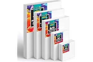 KEFF Stretched Canvas for Painting (10 Pack) Blank Painting Canvas - 2 of Each; 4x4, 5x7, 8x10, 9x12 and 11x14 Canvas, 100% Cotton Pre-Primed, Great for Pouring, Acrylic, Oil, Wet and Dry Art Media