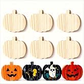 12 Wooden Pumpkins for Crafts, Unfinished Thick Pine Cutouts for Fall Decor | Unfinished pumpkin cutouts for painting and lettering, made for Halloween, Thanksgiving, and tiered tray displays.