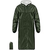 iCreek Long Rain Coat Hooded Packable Rain Jacket Waterproof Lightweight Men Women Adult for Work Outdoors Activities