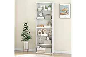 SILKYDRY 6-Tier Bookcase, Wooden Bookshelves and Bookcases, Floor Standing Open Display Storage Organizer Shelves, 70" Tall B