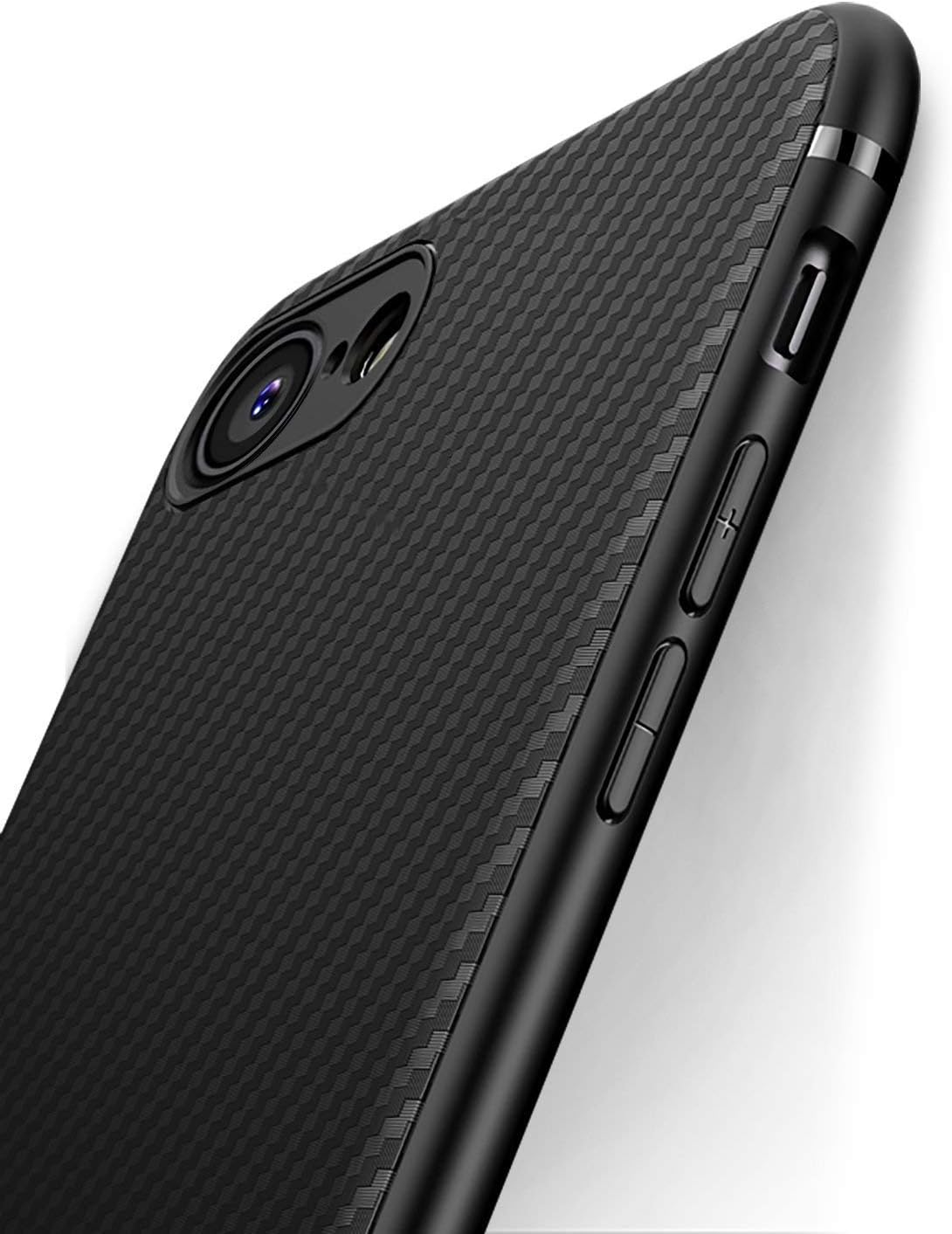 Accessories Innovator iPhone 8 Case Full Protection Edge Carbon Fiber Skin + Silicone TPU Material Soft Back Case Cover…