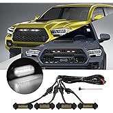 FICOLPO 4 Pcs Grille Lights Compatible with Toyota Tacoma 2016-2023 TRD Pro, OEM Style LED Front Grille Lights for Tacoma Accessories with Fuse & Harness (White)
