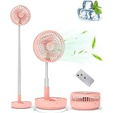 Portable Fan for Travel, Rechargeable Oscillating Fan with Remote | 7200mAh Battery, Max 21H Runtime, Foldable Telescopic 7.7" for Sleeping Travel Camping Cruise Hotel Bedroom,Pink