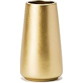 Light Gold Vase - 6" Gold Ceramic Flower vase for Home/Table/Accent Decor, Minimalist Modern Vases Ceramic for Centerpieces, 