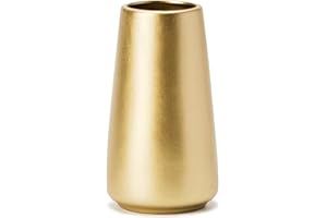 HUBUISH Light Gold Vase - 6" Gold Ceramic Flower vase for Home/Table/Accent Decor, Minimalist Modern Vases Ceramic for Centerpieces, Room Decor, Living Room, Bedroom or Gift