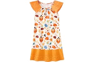 Vieille Girls Nightgowns Cute Princess Sleepwear Flutter Sleeve Pajamas Nightie Dress 5-12 Years