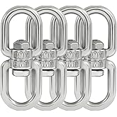 Aoserge 4 Pack M6 Stainless Steel Double-Ended Swivel Hooks - Heavy Duty 360° Rotating Eye Hooks for Outdoor Gear - Rustproof & Corrosion-Resistant Swivel Shackle Rings