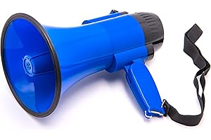 BEMLDY Portable Megaphone Bullhorn 30 watt Power with Built-in Siren/Alarm-Music-Adjustable Volume -Strap Powerful and Lightweight