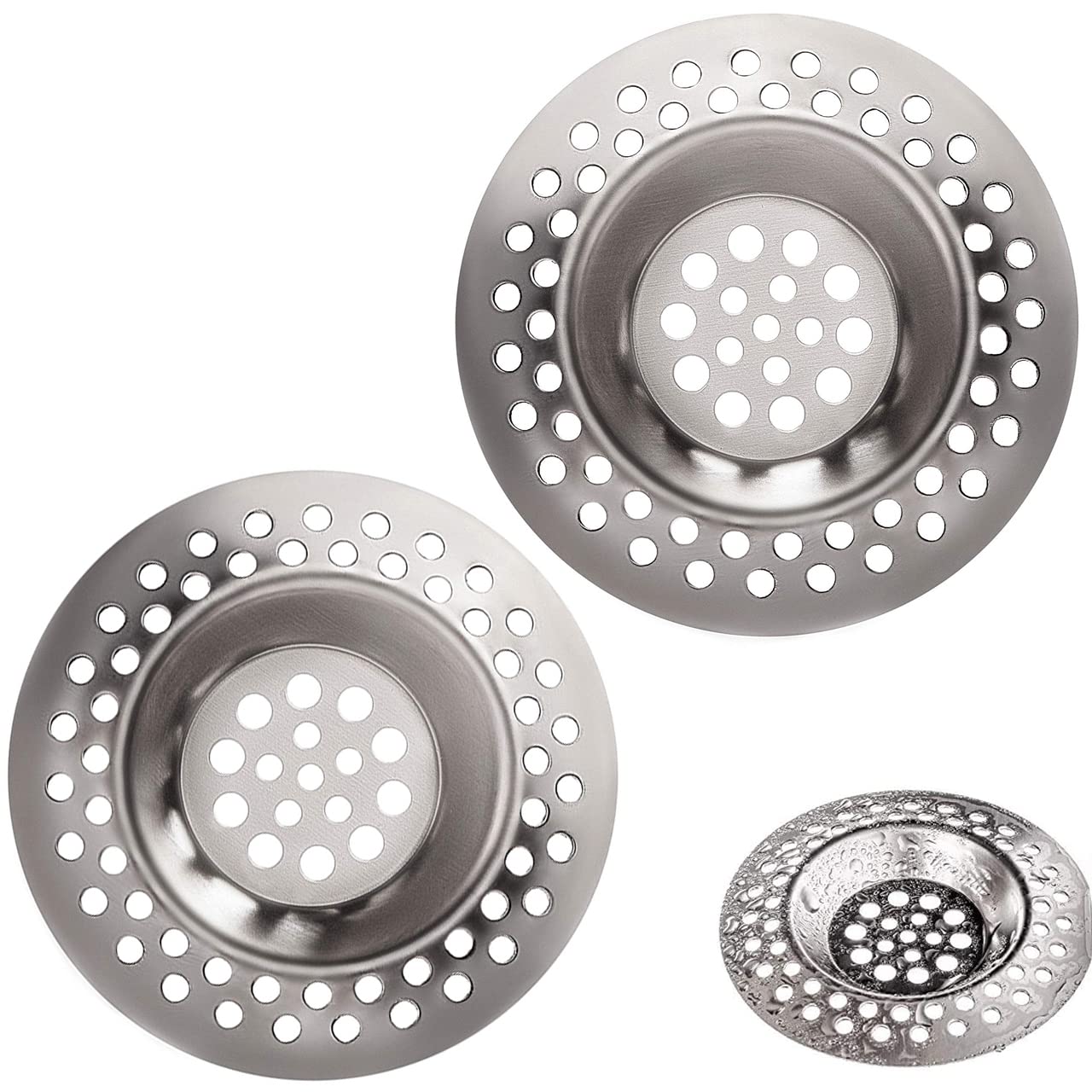 (Set of 2) Tomario Stainless Steel Kitchen Sink Strainer Plug, Standard Strainer Drain Protector for Bathroom/Kitchen, Hair Catcher for Bathtub/Shower 3 inches 7.0 cm — image 1