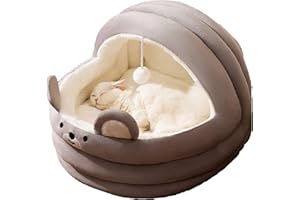BSROLUNA Cat Beds for Indoor Cats, Machine Washable Cozy Cat Bed House with Removable Cushion for Kitten, Puppy, Rabbit, Pet Bed with Anti-Slip Bottom, Grey, M