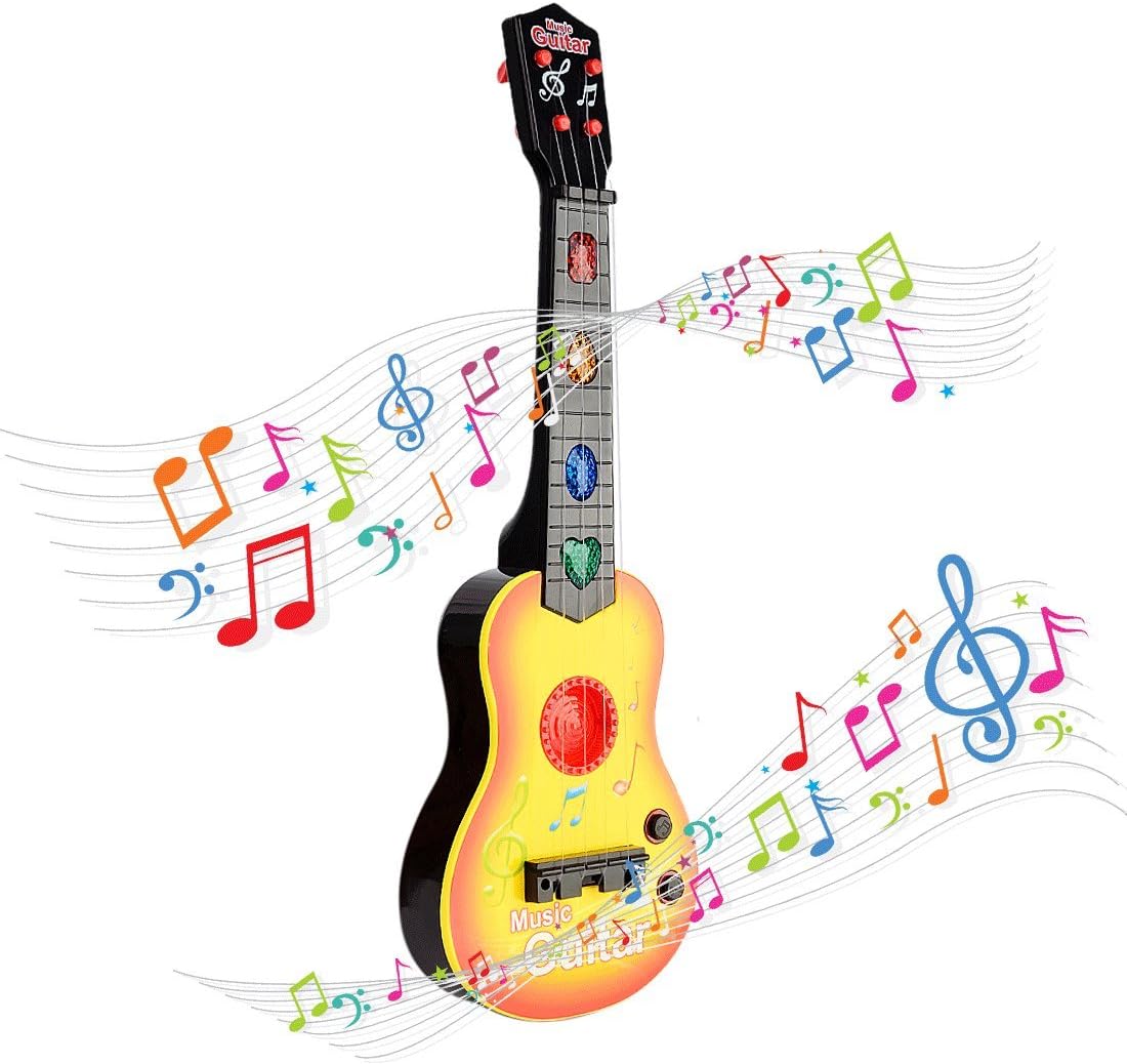 PeleusTech 4 String Electric Guitar Kids Musical Instruments Educational Toy for Toddlers - (Yellow)