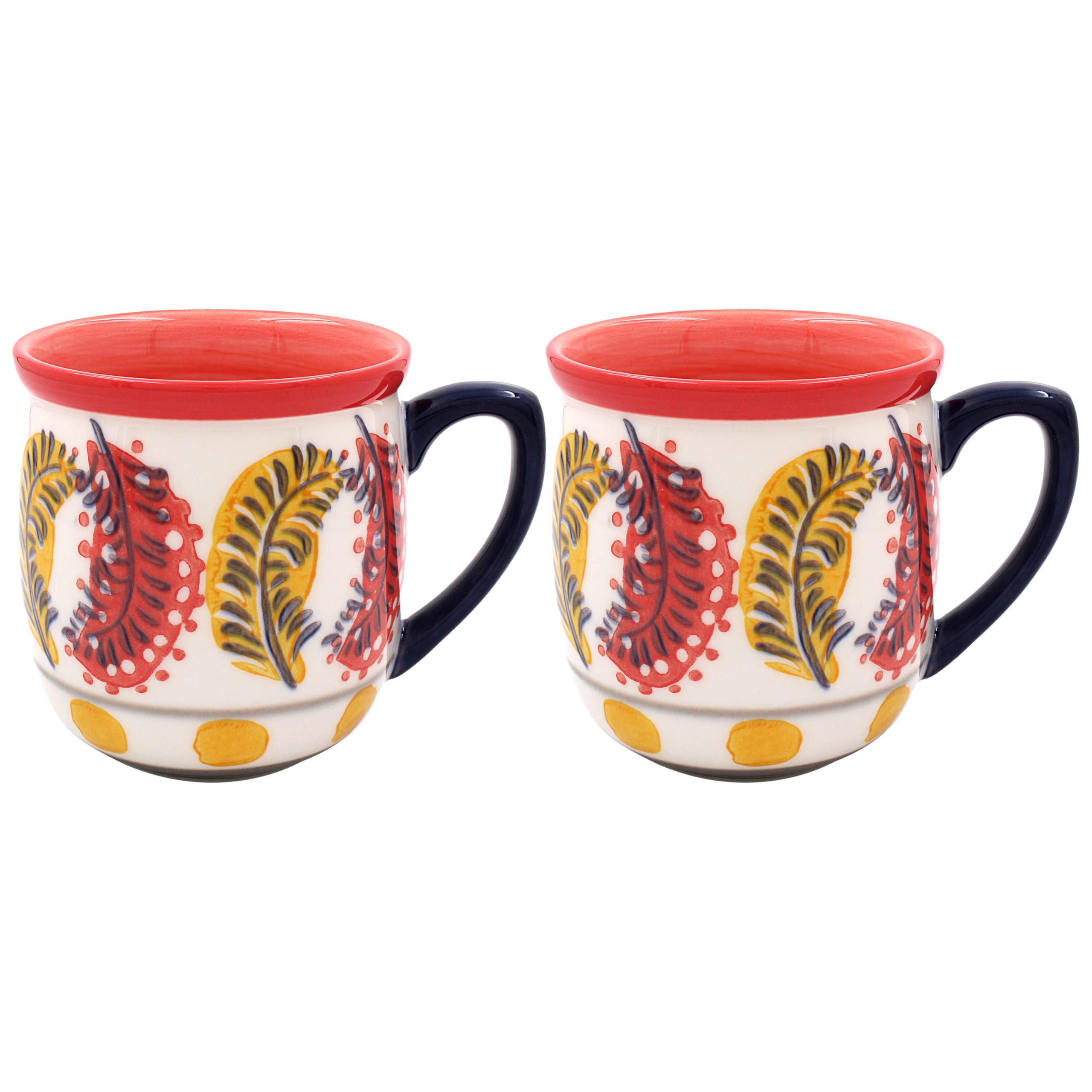 LESSER & PAVEY Flower Mugs Set of 2 Embossed Elements Tea and Coffee Mugs for Hot Drinks | Fine China Printed Mugs for Kitchen & Home | Reusable Ceramic Cups for Every Occasion | Gifts for Women & Men