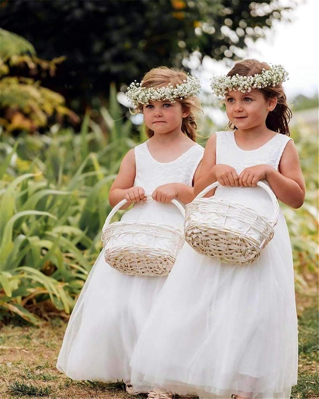 2Bunnies Girl Rose Lace Back A-Line Straight Tutu Tulle Party Flower Girl Dresses: Clothing