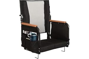 behairity Extra Wide Stadium Seats with Back Support, Bleacher Chairs with High Back and Cushion, Padded Portable Fording Bleacher Seat with Armrests, Cup Holder and Storage Pockets (Grey)