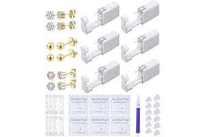 VitaCool Ear Piercing Kit Disposable Ear Cartilage Piercing Gun Kit with Sterile CZ Studs Easy and Safe Earring Self for Yourself Use at Home(Gold Mixed Patterns 3mm)