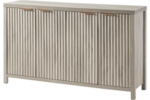 OAKHAM HOME Fluted Sideboard Buffet Cabinet with Storage, 56" Large Buffet Modern Credenza with Adjustable Shelves, Farmhouse Media Console Storage Cabinets for Living Room Entryway, Gray